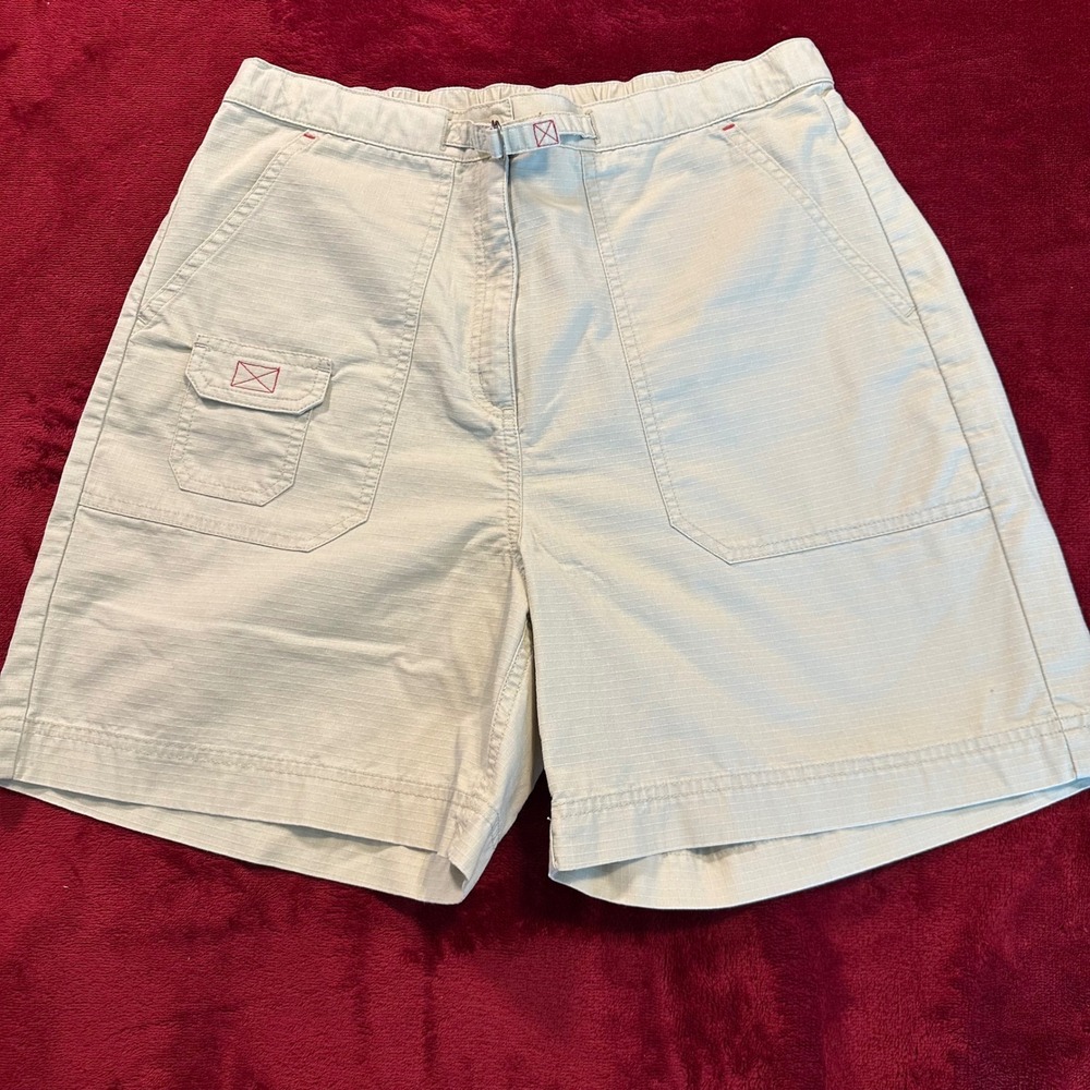 LL Bean Womens Tan Ripstop‎ Cargo Shorts Coolmax High Rise 12 REG 0AJQ3 Khaki